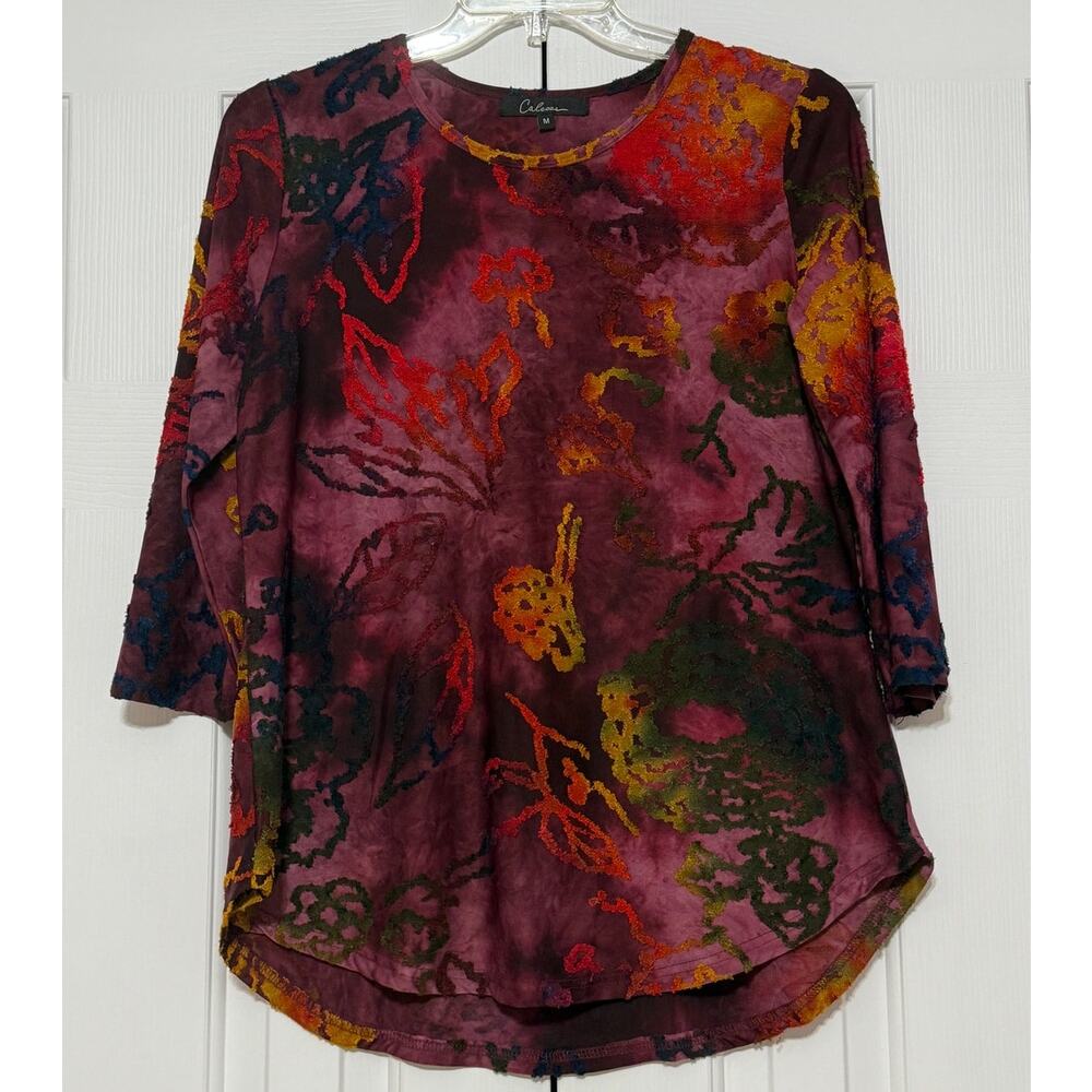 Caleesa Multi-Colored Abstract Batik Tunic, Size M